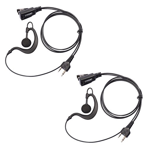 COODIO 2 x Funkgeräte Ohrhörer 2 Pin G-Form Polizei Security Ohrhörer Headset [im Kabel integrierter PTT] Kopfhörer Mikrofon Kompatibel mit Midland Walkie-Talkie PMR von COODIO