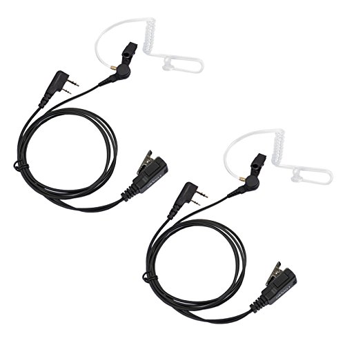 COODIO 2 x Funkgeräte Ohrhörer 2 Pin Überwachung Security Ohrhörer Headset [Transparenter Akustikschlauch] Kopfhörer Mikrofon Kompatibel mit Kenwood Funkgerät von COODIO