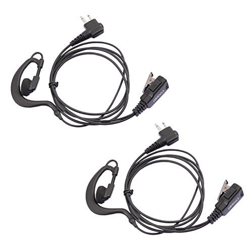 COODIO 2 x Motorola Funkgeräte Ohrhörer 2 Pin G-Form Polizei Security Ohrhörer Headset [im Kabel integrierter PTT] Kopfhörer Mikrofon Für Motorola CP040, Hytera, Midland PMR von COODIO