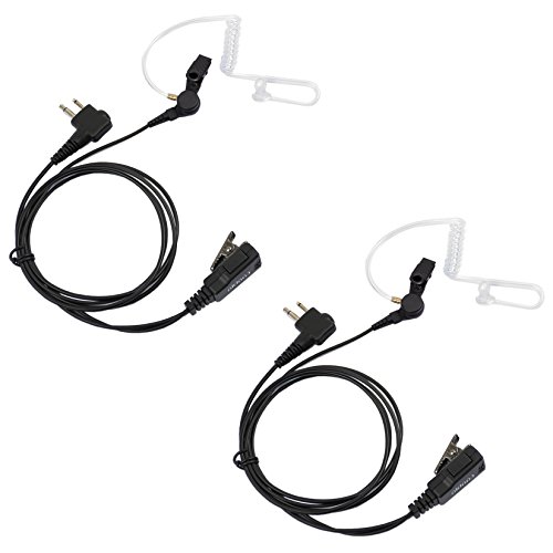 COODIO 2 x Motorola Funkgeräte Ohrhörer 2 Pin Überwachung Security Ohrhörer Headset [Transparenter Akustikschlauch] Kopfhörer Mikrofon Für Motorola CP040, Hytera, Midland PMR von COODIO