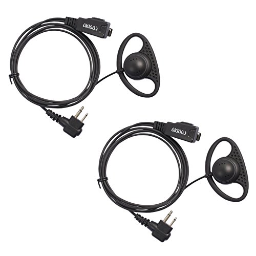 COODIO 2 x Ohrhörer 2 Pin D-Ring Polizei Security Ohrhörer Headset [im Kabel integrierter PTT] Kopfhörer Mikrofon Für Motorola CP040, Hytera, Midland PMR von COODIO