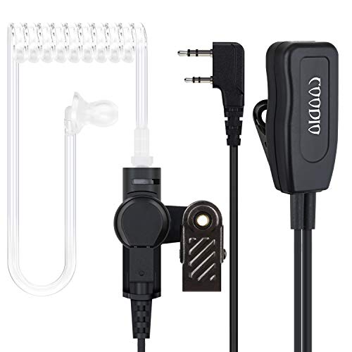 COODIO Funkgeräte Ohrhörer 2 Pin Professionell Security Ohrhörer Headset [Transparenter Akustikschlauch] Kopfhörer Mikrofon Kompatibel mit Kenwood Funkgerät von COODIO