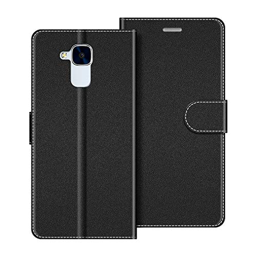 COODIO Handyhülle für Honor 5C Handy Hülle, Honor 5C Hülle Leder Handytasche für Huawei Honor 5C Klapphülle Tasche, Schwarz von COODIO