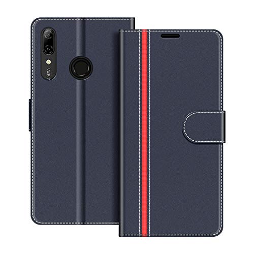 COODIO Handyhülle für Huawei P Smart 2019 6,21 Zoll Handy Hülle, Honor 10 Lite Hülle Leder Handytasche für Huawei P Smart 2019 / Honor 10 Lite Klapphülle Tasche, Dunkel Blau/Rot von COODIO