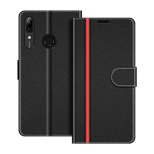 COODIO Handyhülle für Huawei P Smart 2019 6,21 Zoll Handy Hülle, Honor 10 Lite Hülle Leder Handytasche für Huawei P Smart 2019 / Honor 10 Lite Klapphülle Tasche, Schwarz/Rot von COODIO