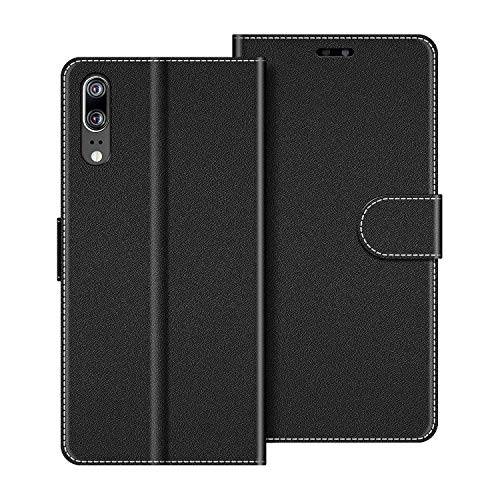 COODIO Handyhülle für Huawei P20 Handy Hülle, Huawei P20 Hülle Leder Handytasche für Huawei P20 Klapphülle Tasche, Schwarz von COODIO