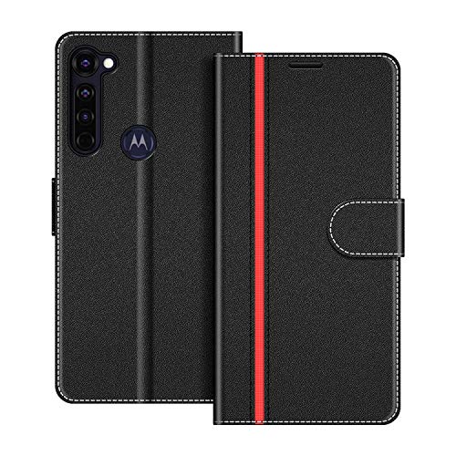 COODIO Handyhülle für Motorola Moto G Pro Handy Hülle, Motorola Moto G Pro Hülle Leder Handytasche für Motorola Moto G Pro Klapphülle Tasche, Schwarz/Rot von COODIO