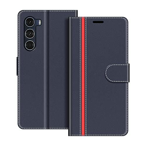 COODIO Handyhülle für Motorola Moto G200 5G Handy Hülle, Motorola Moto G200 5G Hülle Leder Handytasche für Motorola Moto G200 5G Klapphülle Tasche, Dunkel Blau/Rot von COODIO