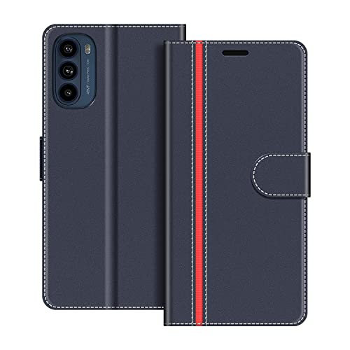 COODIO Handyhülle für Motorola Moto G41 Handy Hülle, Motorola Moto G41 Hülle Leder Handytasche für Motorola Moto G41 Klapphülle Tasche, Dunkel Blau/Rot von COODIO