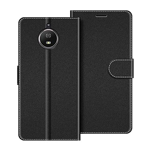 COODIO Handyhülle für Motorola Moto G5S Handy Hülle, Motorola Moto G5S Hülle Leder Handytasche für Motorola Moto G5S Klapphülle Tasche, Schwarz von COODIO