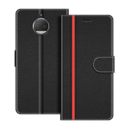 COODIO Handyhülle für Motorola Moto G5S Plus Handy Hülle, Motorola Moto G5S Plus Hülle Leder Handytasche für Motorola Moto G5S Plus Klapphülle Tasche, Schwarz/Rot von COODIO