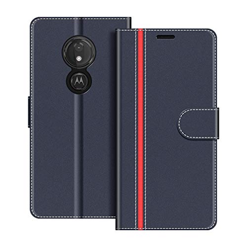 COODIO Handyhülle für Motorola Moto G7 Power Handy Hülle, Motorola Moto G7 Power Hülle Leder Handytasche für Motorola Moto G7 Power Klapphülle Tasche, Dunkel Blau/Rot von COODIO