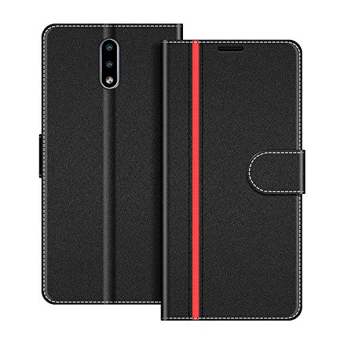 COODIO Handyhülle für Nokia 2.3 Handy Hülle, Nokia 2.3 Hülle Leder Handytasche für Nokia 2.3 Klapphülle Tasche, Schwarz/Rot von COODIO