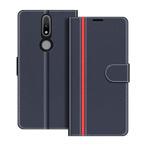 COODIO Handyhülle für Nokia 2.4 Handy Hülle, Nokia 2.4 Hülle Leder Handytasche für Nokia 2.4 Klapphülle Tasche, Dunkel Blau/Rot von COODIO