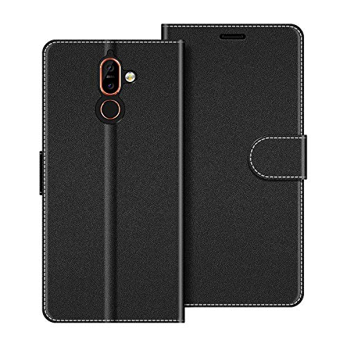 COODIO Handyhülle für Nokia 7 Plus Handy Hülle, Nokia 7 Plus Hülle Leder Handytasche für Nokia 7 Plus Klapphülle Tasche, Schwarz von COODIO