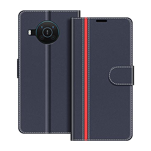 COODIO Handyhülle für Nokia X20 5G Handy Hülle, Nokia X20 5G Hülle Leder Handytasche für Nokia X20 5G Klapphülle Tasche, Dunkel Blau/Rot von COODIO