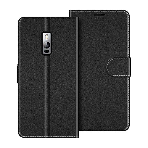 COODIO Handyhülle für OnePlus 2 Handy Hülle, OnePlus 2 Hülle Leder Handytasche für OnePlus 2 Klapphülle Tasche, Schwarz von COODIO