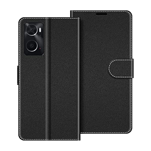 COODIO Handyhülle für Oppo A96 Handy Hülle, Oppo A76 Hülle Leder Handytasche für Oppo A96 / Oppo A76 Klapphülle Tasche, Schwarz von COODIO