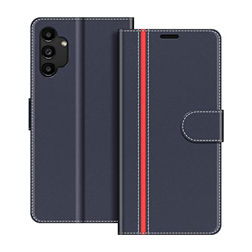 COODIO Handyhülle für Samsung Galaxy A13 5G Handy Hülle, Samsung Galaxy A04s Hülle Leder Handytasche für Samsung Galaxy A13 5G / A04s Klapphülle Tasche, Dunkel Blau/Rot von COODIO