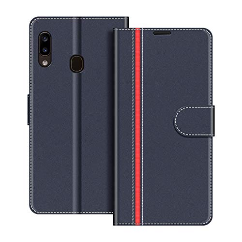 COODIO Handyhülle für Samsung Galaxy A20e Handy Hülle, Samsung Galaxy A20e Hülle Leder Handytasche für Samsung Galaxy A20e Klapphülle Tasche, Dunkel Blau/Rot von COODIO