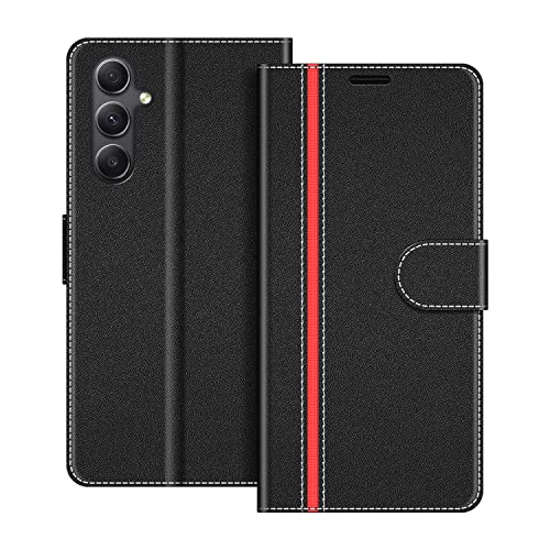 COODIO Handyhülle für Samsung Galaxy A34 5G Handy Hülle, Samsung Galaxy A34 5G Hülle Leder Handytasche für Samsung Galaxy A34 5G Klapphülle Tasche, Schwarz/Rot von COODIO