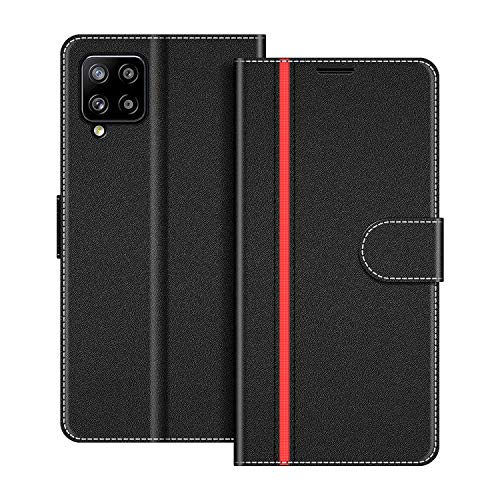 COODIO Handyhülle für Samsung Galaxy A42 5G Handy Hülle, Samsung Galaxy A42 5G Hülle Leder Handytasche für Samsung Galaxy A42 5G Klapphülle Tasche, Schwarz/Rot von COODIO