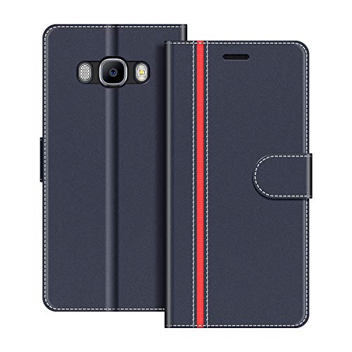 COODIO Handyhülle für Samsung Galaxy J5 2016 Handy Hülle, Samsung Galaxy J5 2016 Hülle Leder Handytasche für Samsung Galaxy J5 2016 Klapphülle Tasche, Dunkel Blau/Rot von COODIO