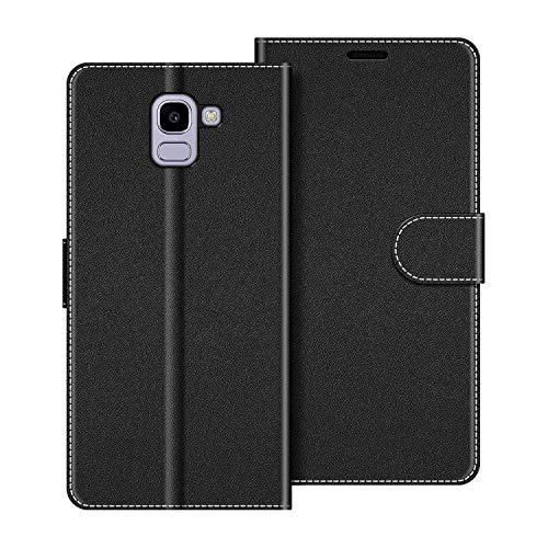 COODIO Handyhülle für Samsung Galaxy J6 2018 Handy Hülle, Samsung Galaxy J6 2018 Hülle Leder Handytasche für Samsung Galaxy J6 2018 Klapphülle Tasche, Schwarz von COODIO