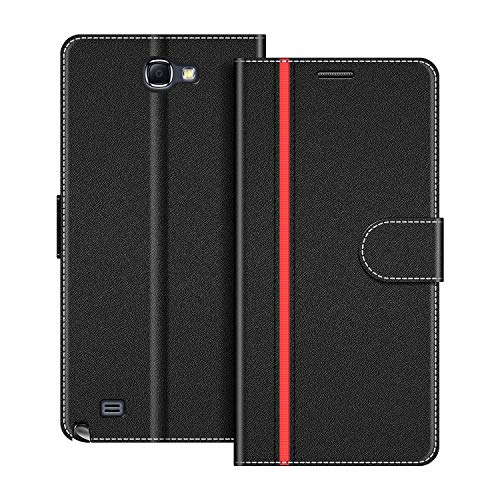 COODIO Handyhülle für Samsung Galaxy Note 2 Handy Hülle, Samsung Galaxy Note 2 Hülle Leder Handytasche für Samsung Galaxy Note 2 Klapphülle Tasche, Schwarz/Rot von COODIO