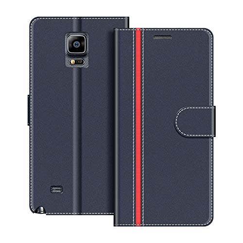 COODIO Handyhülle für Samsung Galaxy Note 4 Handy Hülle, Samsung Galaxy Note 4 Hülle Leder Handytasche für Samsung Galaxy Note 4 Klapphülle Tasche, Dunkel Blau/Rot von COODIO