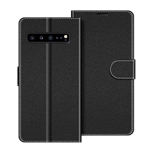 COODIO Handyhülle für Samsung Galaxy S10 5G Handy Hülle, Samsung Galaxy S10 5G Hülle Leder Handytasche für Samsung Galaxy S10 5G Klapphülle Tasche, Schwarz von COODIO