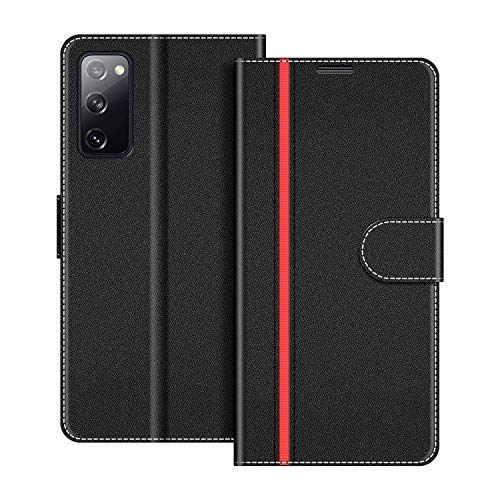 COODIO Handyhülle für Samsung Galaxy S20 FE Handy Hülle, Samsung Galaxy S20 FE Hülle Leder Handytasche für Samsung Galaxy S20 FE 4G / 5G Klapphülle Tasche, Schwarz/Rot von COODIO