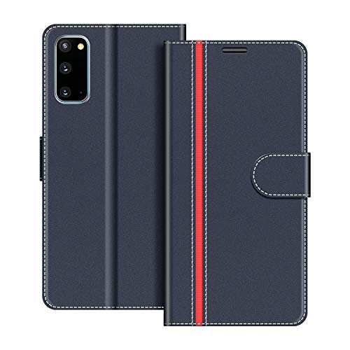 COODIO Handyhülle für Samsung Galaxy S20 Handy Hülle, Samsung Galaxy S20 Hülle Leder Handytasche für Samsung Galaxy S20 Klapphülle Tasche, Dunkel Blau/Rot von COODIO