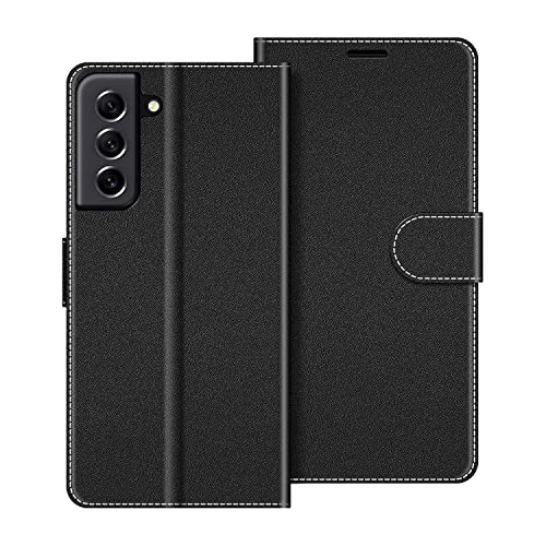 COODIO Handyhülle für Samsung Galaxy S21 FE 5G Handy Hülle, Samsung Galaxy S21 FE 5G Hülle Leder Handytasche für Samsung Galaxy S21 FE 5G Klapphülle Tasche, Schwarz von COODIO