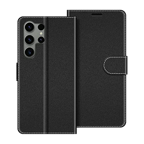 COODIO Handyhülle für Samsung Galaxy S23 Ultra 5G Handy Hülle, Samsung Galaxy S23 Ultra 5G Hülle Leder Handytasche für Samsung Galaxy S23 Ultra 5G Klapphülle Tasche, Schwarz von COODIO