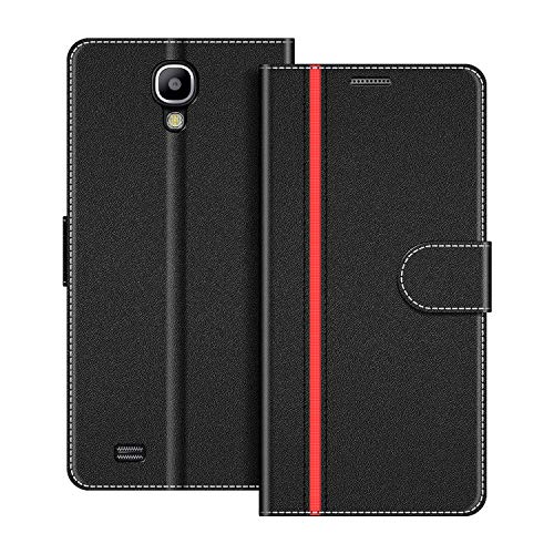 COODIO Handyhülle für Samsung Galaxy S4 Handy Hülle, Samsung Galaxy S4 Hülle Leder Handytasche für Samsung Galaxy S4 Klapphülle Tasche, Schwarz/Rot von COODIO