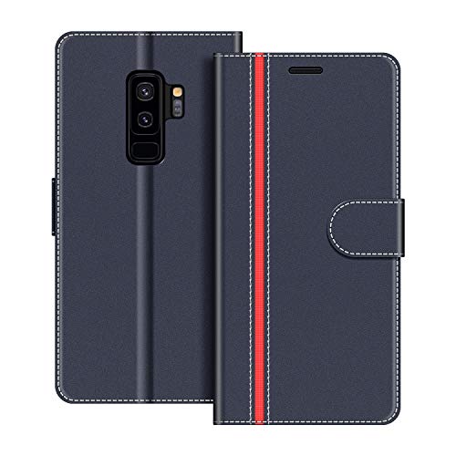 COODIO Handyhülle für Samsung Galaxy S9 Plus Handy Hülle, Samsung Galaxy S9 Plus Hülle Leder Handytasche für Samsung Galaxy S9 Plus Klapphülle Tasche, Dunkel Blau/Rot von COODIO