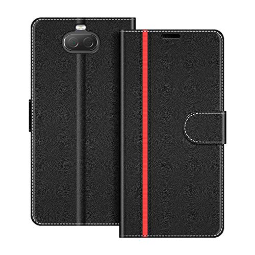 COODIO Handyhülle für Sony Xperia 10 Plus Handy Hülle, Sony Xperia 10 Plus Hülle Leder Handytasche für Sony Xperia 10 Plus Klapphülle Tasche, Schwarz/Rot von COODIO