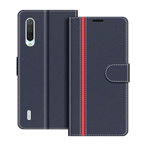 COODIO Handyhülle für Xiaomi Mi 9 Lite Handy Hülle, Xiaomi Mi 9 Lite Hülle Leder Handytasche für Xiaomi Mi 9 Lite Klapphülle Tasche, Dunkel Blau/Rot von COODIO