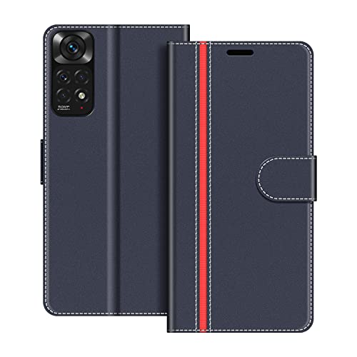 COODIO Handyhülle für Xiaomi Redmi Note 11 Handy Hülle, Xiaomi Redmi Note 11S Hülle Leder Handytasche für Xiaomi Redmi Note 11 / Note 11S Klapphülle Tasche, Dunkel Blau/Rot von COODIO