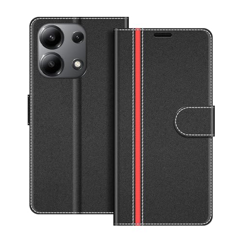 COODIO Handyhülle für Xiaomi Redmi Note 13 4G Handy Hülle(Nicht für 5G), Xiaomi Redmi Note 13 4G Hülle Leder Handytasche für Xiaomi Redmi Note 13 4G Klapphülle Tasche, Schwarz/Rot von COODIO