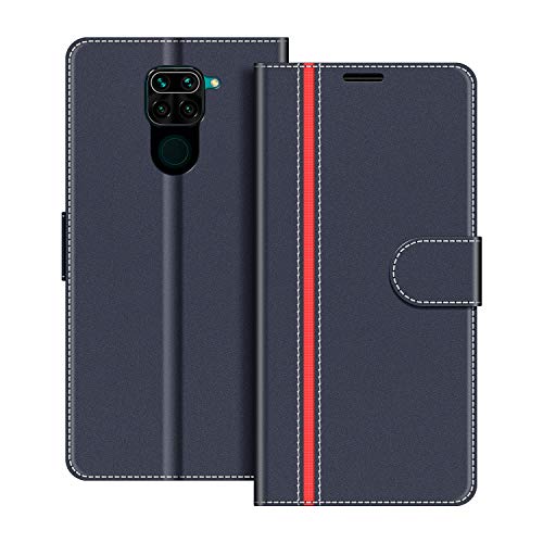 COODIO Handyhülle für Xiaomi Redmi Note 9 Handy Hülle, Xiaomi Redmi Note 9 Hülle Leder Handytasche für Xiaomi Redmi Note 9 Klapphülle Tasche, Dunkel Blau/Rot von COODIO