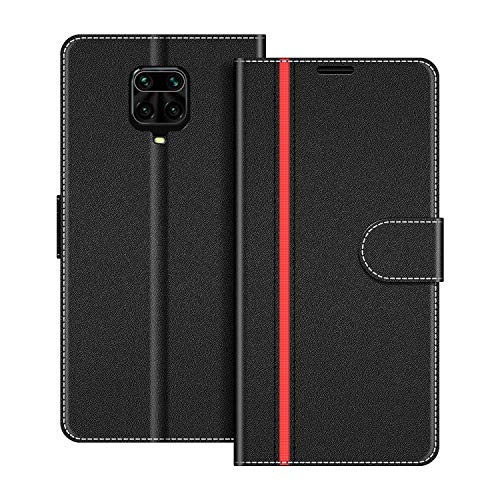 COODIO Handyhülle für Xiaomi Redmi Note 9S Handy Hülle, Xiaomi Redmi Note 9 Pro Hülle Leder Handytasche für Xiaomi Redmi Note 9S / Redmi Note 9 Pro Klapphülle Tasche, Schwarz/Rot von COODIO