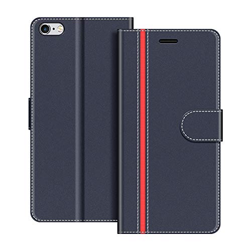 COODIO Handyhülle für iPhone 6S Plus Handy Hülle, iPhone 6S Plus Hülle Leder Handytasche für iPhone 6 Plus/iPhone 6S Plus Klapphülle Tasche, Dunkel Blau/Rot von COODIO