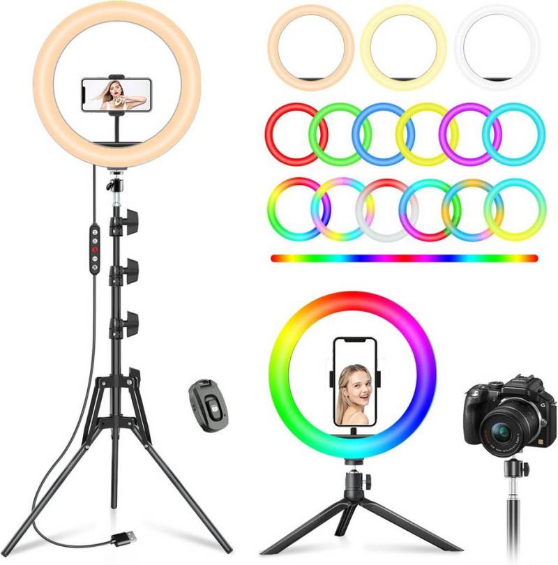 COOL-i ® Ringlicht, 12" Ringlicht m. Stativ 183cm Höhe, RGB-Modi, für Makeup/TikTok/Foto von COOL-i ®