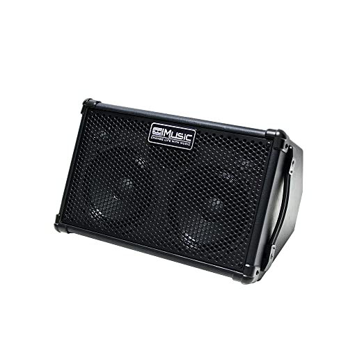 Coolmusic BP40D Verstärker für Akustikgitarre, tragbar, Bluetooth-Lautsprecher, 80 W mit Batterie mit Reverb Chorus Delay Effekt, 6 Eingänge, 3-Band-Equalizer von COOLMUSIC