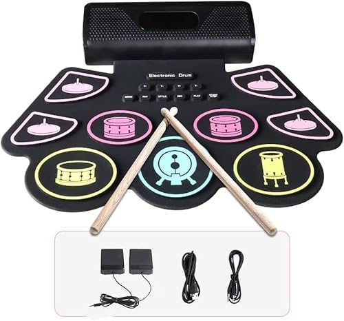 Schlagzeug Elektronisch with 9 Pads, Coolmusic Tragbares Roll-Up-Drum-Pad, E-Drum-Kit, integrierte Dual-Stereo-Lautsprecher, E-Drum für Anfänger black Schlagzeug Elektronisch with 9 Pads, Coolmusic Tragbares Roll-Up-Drum-Pad, E-Drum-Kit, integrierte Dual-Stereo-Lautsprecher, E-Drum für Anfänger black von COOLMUSIC