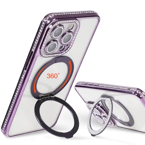 COOLQO Kompatibel mit iPhone 15 Pro Max Hülle mit Ständer, Klar Glitzer Sparkly Diamond Strass für Mädchen Frauen Luxus Glänzend Bumper Niedlich Dünn Mode Handyhülle für iPhone 15 ProMax Lila COOLQO Kompatibel mit iPhone 15 Pro Max Hülle mit Ständer, Klar Glitzer Sparkly Diamond Strass für Mädchen Frauen Luxus Glänzend Bumper Niedlich Dünn Mode Handyhülle für iPhone 15 ProMax Lila von COOLQO