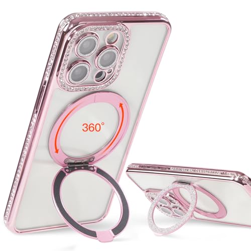 COOLQO Kompatibel mit iPhone 15 Pro Max Hülle mit Ständer, Klar Glitzer Sparkly Diamond Strass für Mädchen Frauen Luxus Glänzend Bumper Niedlich Dünn Mode Handyhülle für iPhone 15 ProMax Rosa COOLQO Kompatibel mit iPhone 15 Pro Max Hülle mit Ständer, Klar Glitzer Sparkly Diamond Strass für Mädchen Frauen Luxus Glänzend Bumper Niedlich Dünn Mode Handyhülle für iPhone 15 ProMax Rosa von COOLQO