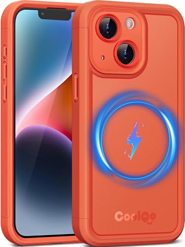 COOLQO Magnetisch für iPhone 13 Hülle, kompatibel mit MagSafe, zweilagiges Design militärischer Schutz, durchscheinende matte kratzfeste Rückseite, stoßfeste Handyhülle, Orange COOLQO Magnetisch für iPhone 13 Hülle, kompatibel mit MagSafe, zweilagiges Design militärischer Schutz, durchscheinende matte kratzfeste Rückseite, stoßfeste Handyhülle, Orange von COOLQO